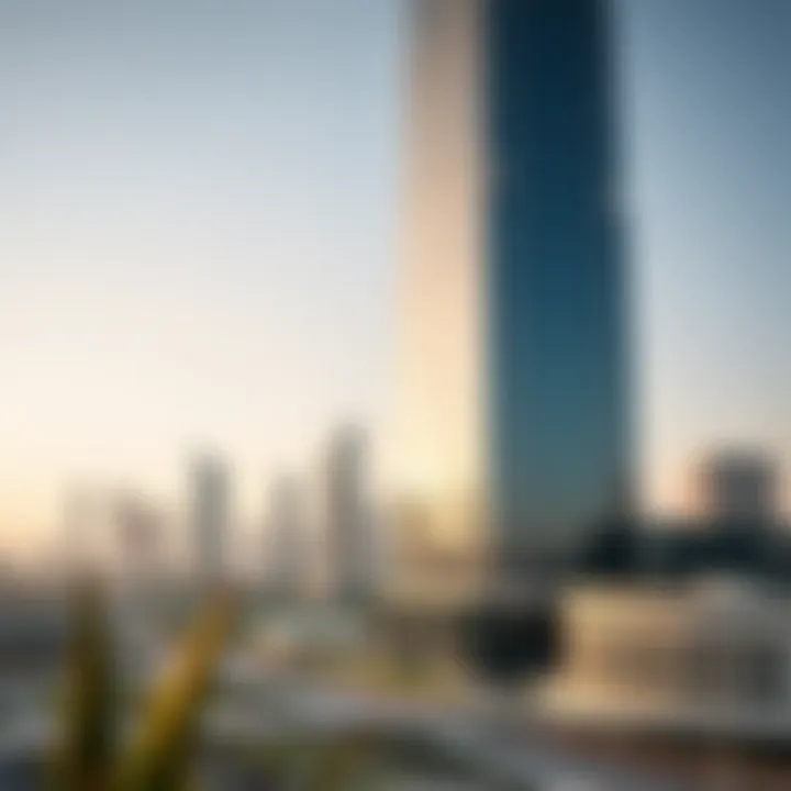 Reflection Tower Against Dubai Skyline Stunning view of the Reflection Tower against the Dubai skyline