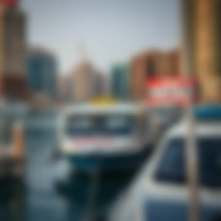RTA Water Taxi docked at a vibrant marina station