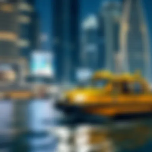 RTA Water Taxi navigating through Dubai Marina