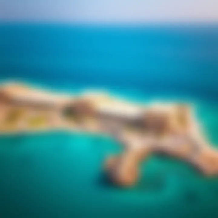 Aerial view showcasing the pristine coastline of Al Zorah