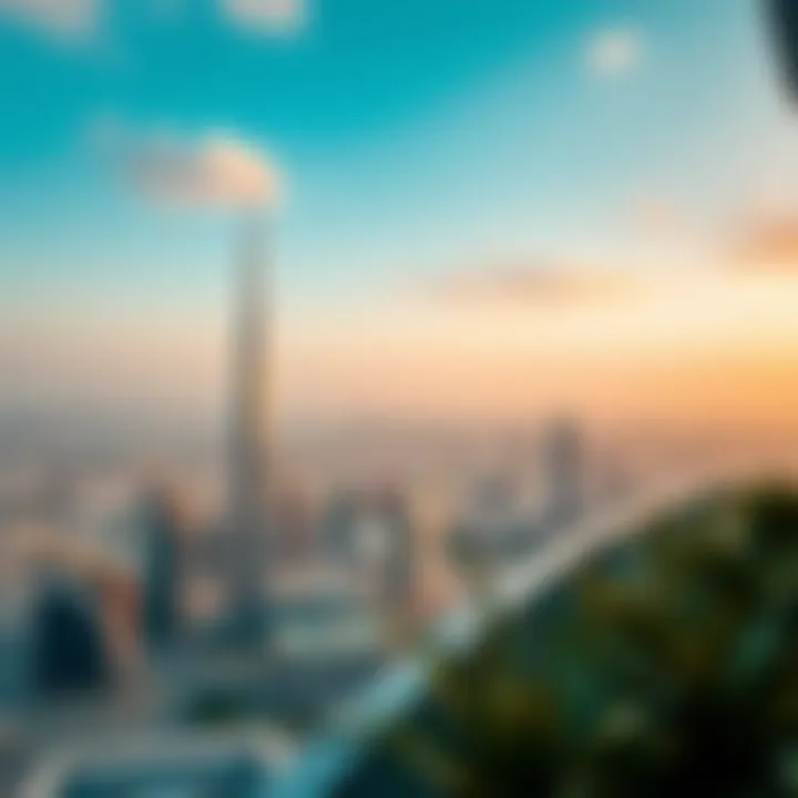 Panoramic View from Dubai's Sky Gardens A panoramic view from a sky garden showcasing Dubai's skyline