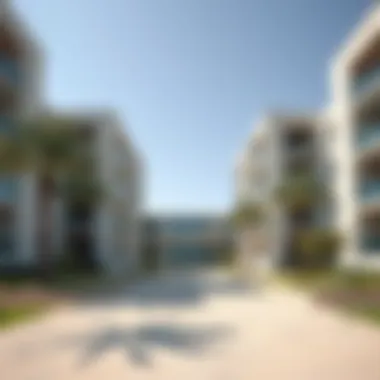 Ground-level perspective revealing the unique exterior and landscaping