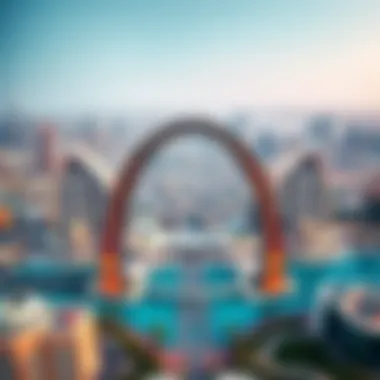 Aerial View of The Arch Dubai Aerial view showcasing the grandeur of The Arch Dubai against the skyline