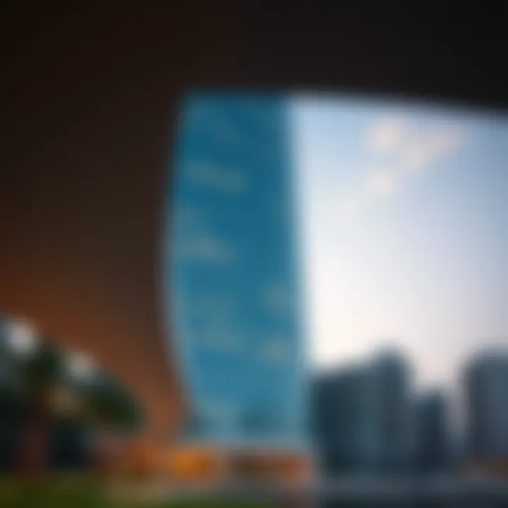 Modern Architectural Design of Central Tower Architectural detail of the Central Tower showcasing modern design