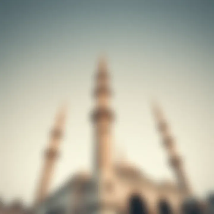 Minarets: The Iconic Features of Mosque Design A detailed view of mosque minarets reaching towards the sky
