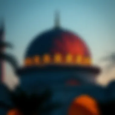 The Architectural Splendor of Mosque Domes The stunning dome of a mosque illuminated at sunset