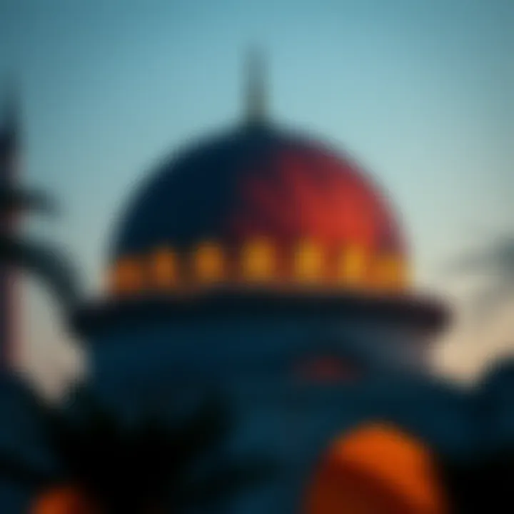 The Architectural Splendor of Mosque Domes The stunning dome of a mosque illuminated at sunset