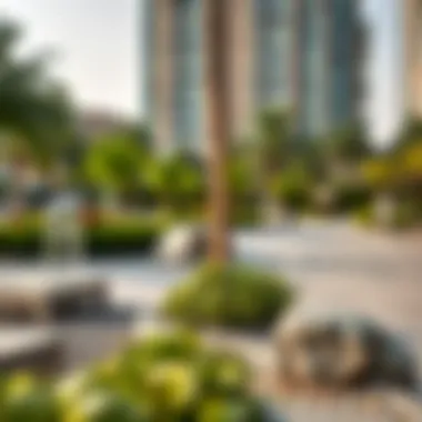 Unique Landscaping Features of Towayya Park A close-up of the unique landscaping features in Towayya Park, emphasizing urban greenery