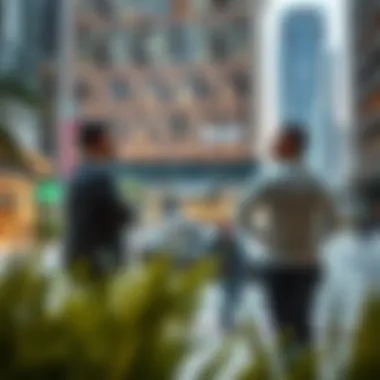 Investors discussing potential opportunities in Town Square