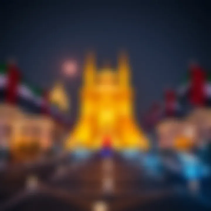 Iconic landmarks adorned with UAE flags