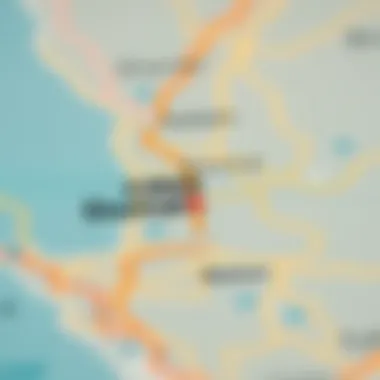 Map showing the route from Ajman to Dubai