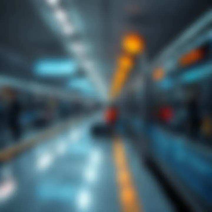 Passenger waiting area at Dubai Metro during peak hours