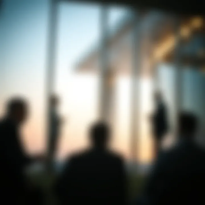 A conceptual representation of buyers and sellers discussing real estate transactions