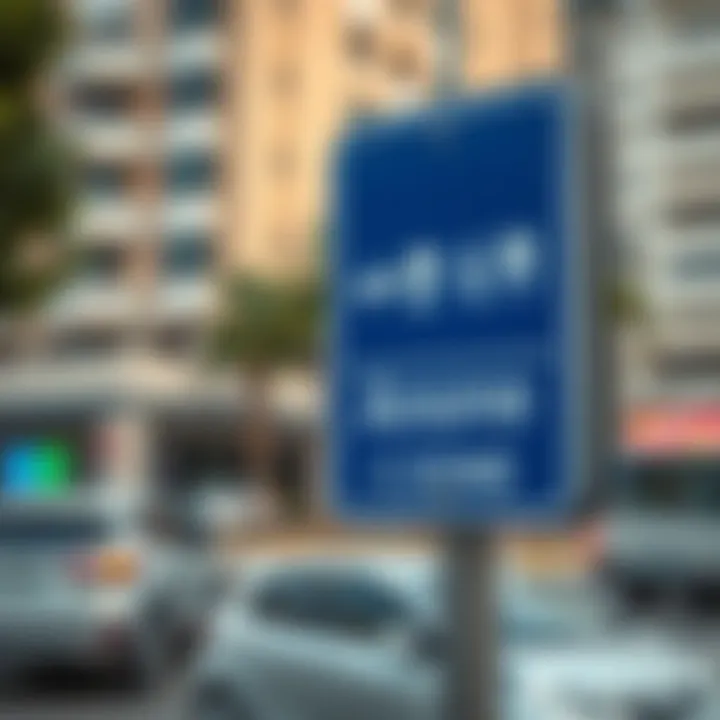 Signage indicating parking regulations in Dubai