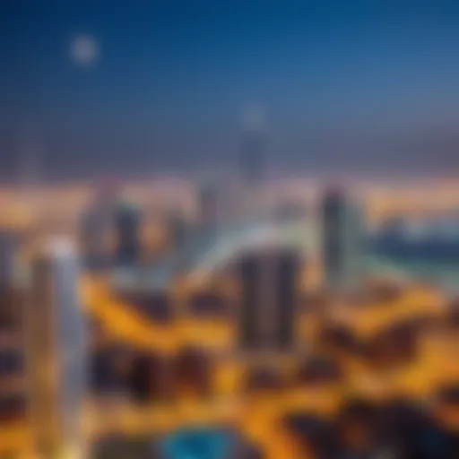 Dubai Skyline and Real Estate Overview Overview of Dubai skyline with real estate