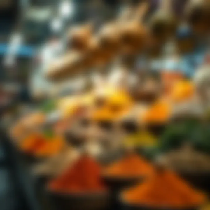 Spice Market Delights Intricate displays of spices and herbs at a local market stall
