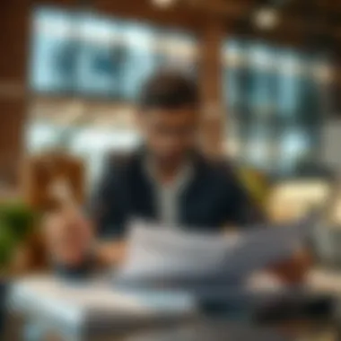 Entrepreneur reviewing application documents for a trading license