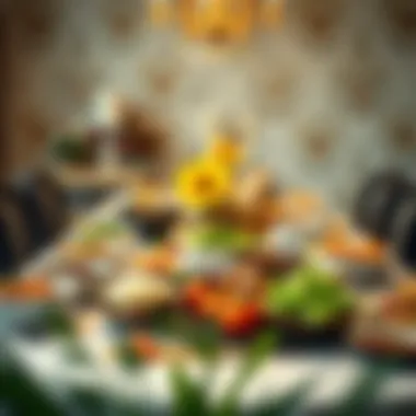 Emirati Feast for Holiday Celebrations A beautifully set table featuring traditional Emirati dishes for a holiday feast